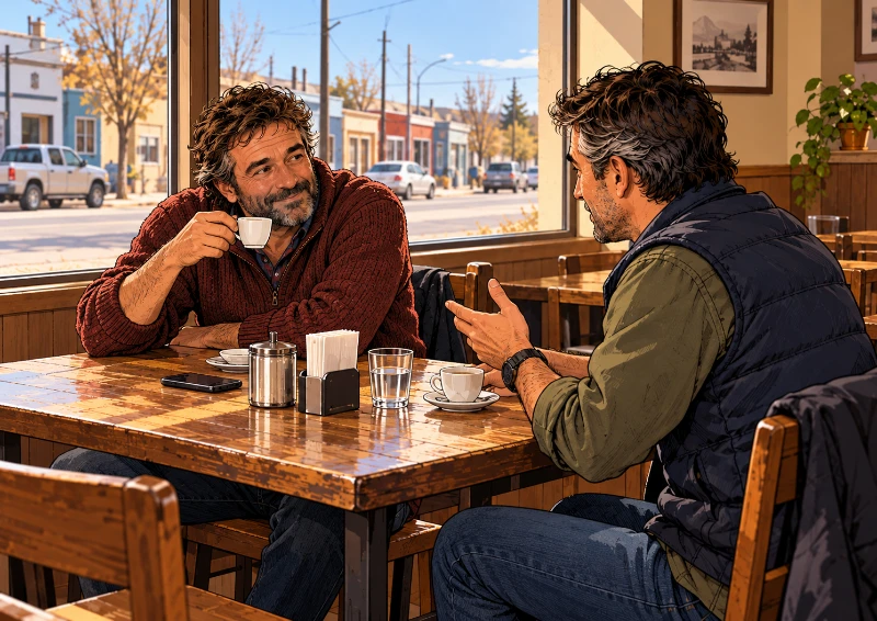 Charla de café junto a la ventana